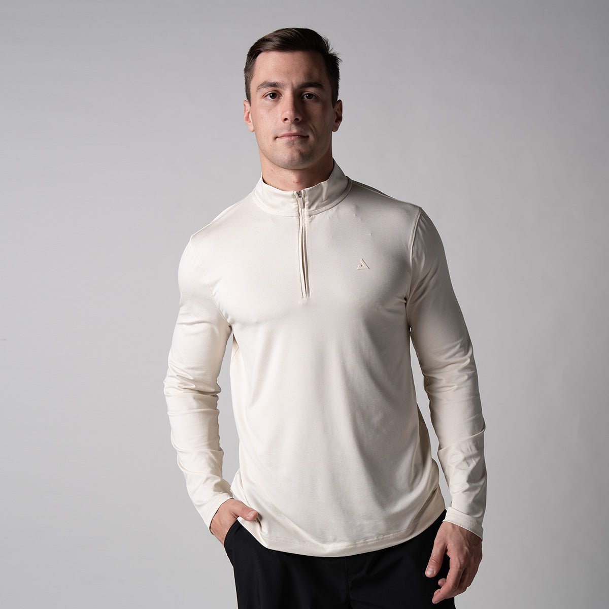 2025-Mens_Qtr_Zip_Pullover-Sandstone_Htr-01.jpg Men's Quarter Zip Pullover - Image 1