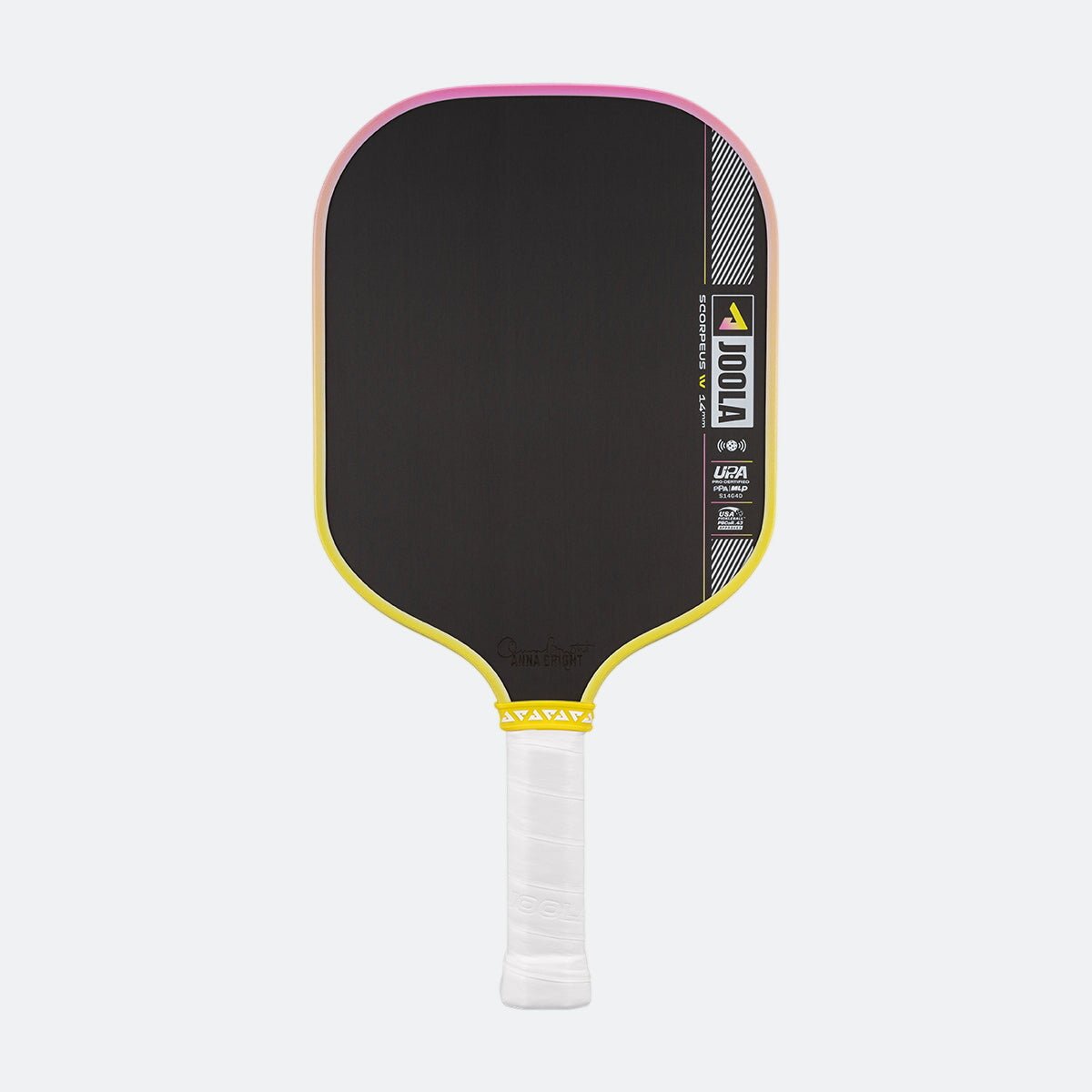 p-7KCoNN-3_0021_2025-07-2306736-340.jpg JOOLA Scorpeus Pro IV 14mm Pickleball Paddle - Tropical Yellow/Pink - Image 1